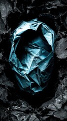 Teal Creased Paper Nestled in Dark Embers