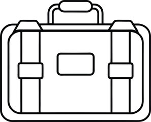 neatly packed suitcase outline icon with compartment.