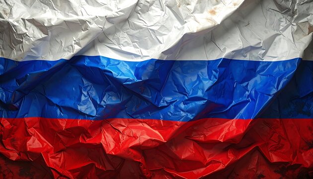 Wrinkled Russian flag