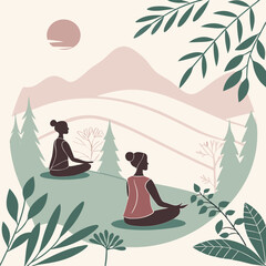 vector illustration of a couple in the forest
