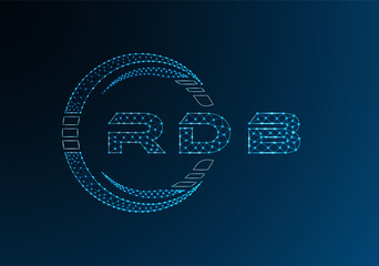 RDB low poly letter logo vector design. RDB lower poly logo design. Low poly logo.