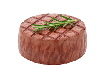 Isolated savory grilled beef tenderloin steak with herbs for tasty dinner flavor appeal