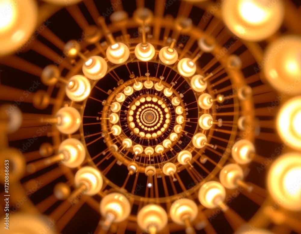 Poster luminescent spiral structure with warm gradient glow