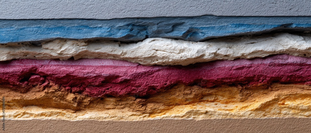 Poster geology fossil strata concept. abstract layered texture resembling geological formations in muted co