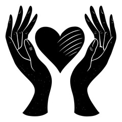Vector art of two black hands forming a heart shape