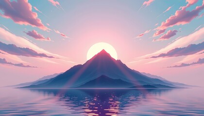 Serene Mountain Landscape with Sunset Reflection