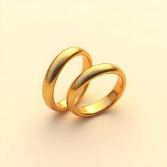 Isometric Gold Wedding Rings Vector Illustration
