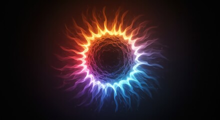 Naklejka premium Abstract Fiery Orb with Cosmic Energy Waves