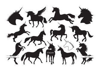 Unicorn vector, Unicorn clipart, Unicorn silhouette