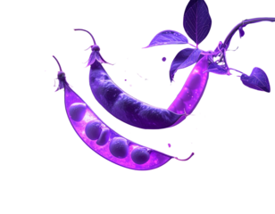 Fantasy Purple Hull Peas with Glowing Aura and Floating Leaves