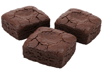 Isolated Stack of fudgy chocolate brownies perfect for a dessert or sweet treat recipe