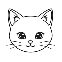 Cute a Cat Hrad Cartoon Vector illustration of a smiling kitten