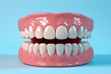 Obraz premium 3D Model of Human Teeth and Gums Against Light Blue Background