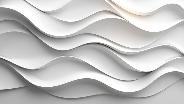 Modern Abstract White and Grey Wavy Curves Background with Smooth 3D Effect - Powered by Adobe