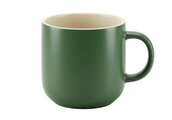 Isolated green mug, ceramic coffee cup for hot drinks and beverages at home or in office