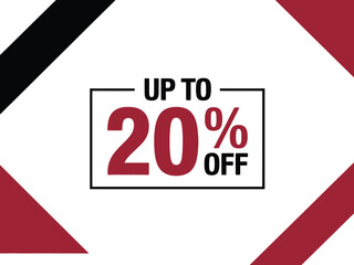 Bold graphic announcing up to 20% off sale, perfect for retail promotions.