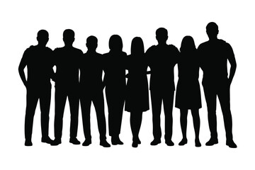 Diverse group of friends silhouetted against a white background