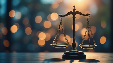 trade expense regulation judge concept. Symbol of justice with a blurred background of warm lights.