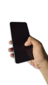 4K animation footage. Hand holding, smartphone with scroll and tap features.