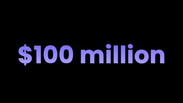 Number counter 100 million dollar animation alpha channel