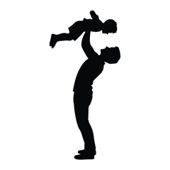 Father lifting child in the air silhouette