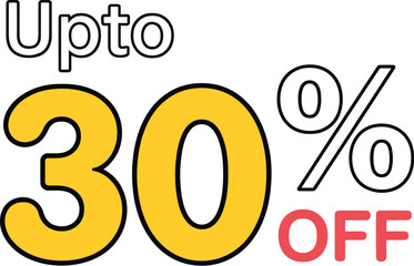 Bold graphic announcing up to 30% off sale