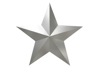 Isolated shiny metallic 3D star shape, festive award graphic element for decoration use