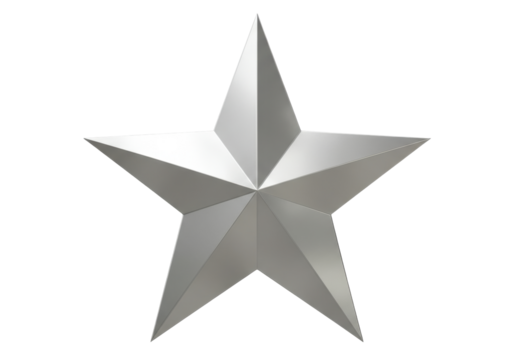 Isolated shiny metallic 3D star shape, festive award graphic element for decoration use - Powered by Adobe