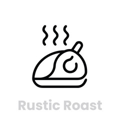 Line art illustration of a roasted chicken, perfect for thanksgiving, christmas, or any special occasion dinner, rustic and delicious
