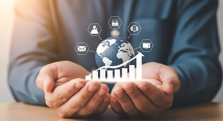 Global business growth strategy investment financial success market analysis data analytics concept