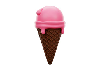 Isolated Pink Ice Cream Cone Dessert Sweet Treat Food Refreshment Culinary Delicacy Flavor