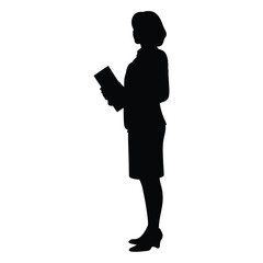 Silhouette of a professional woman holding a document