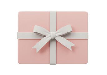 Isolated blush-pink gift, present with simple white bow, ribbon for birthday, holiday or event