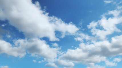 Blue sky with scattered white clouds, peaceful atmosphere, natural daylight, open air, serene and spacious feeling