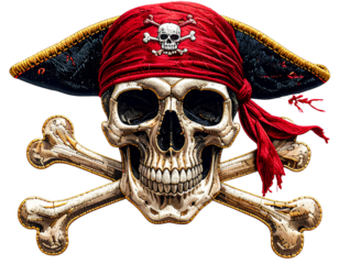 Pirate skull and crossbones jolly roger flag illustration