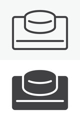 3D button vector icon set in line and solid style