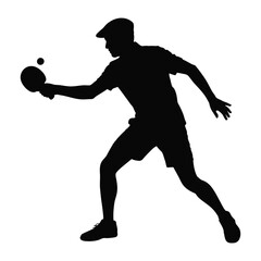 Silhouette of a man playing table tennis with a paddle and ball