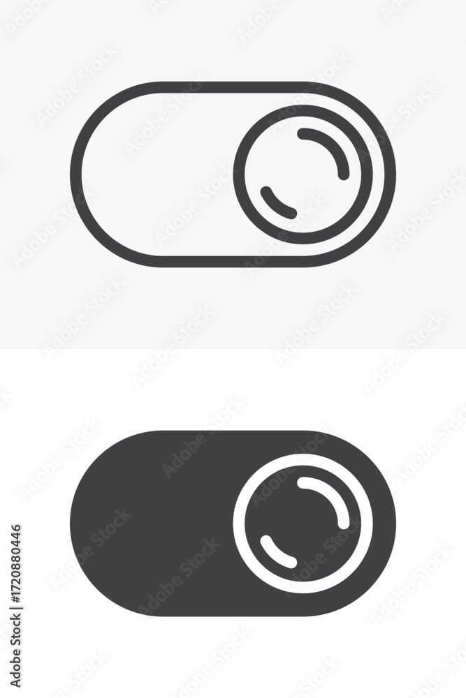 Poster toggle button vector icon set in line and solid style