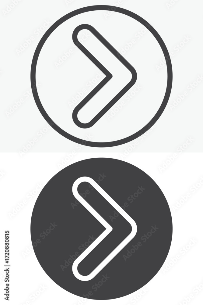 Poster circle arrow button vector icon set in line and solid style
