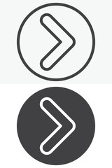 Circle arrow button vector icon set in line and solid style