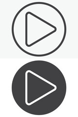 Play button vector icon set in line and solid style