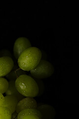 Fresh green grapes close up, organic fruit, healthy food
