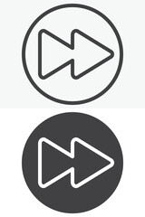 Fast forward button vector icon set in line and solid style