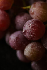 Fresh red grapes close up, organic fruit, juicy healthy food