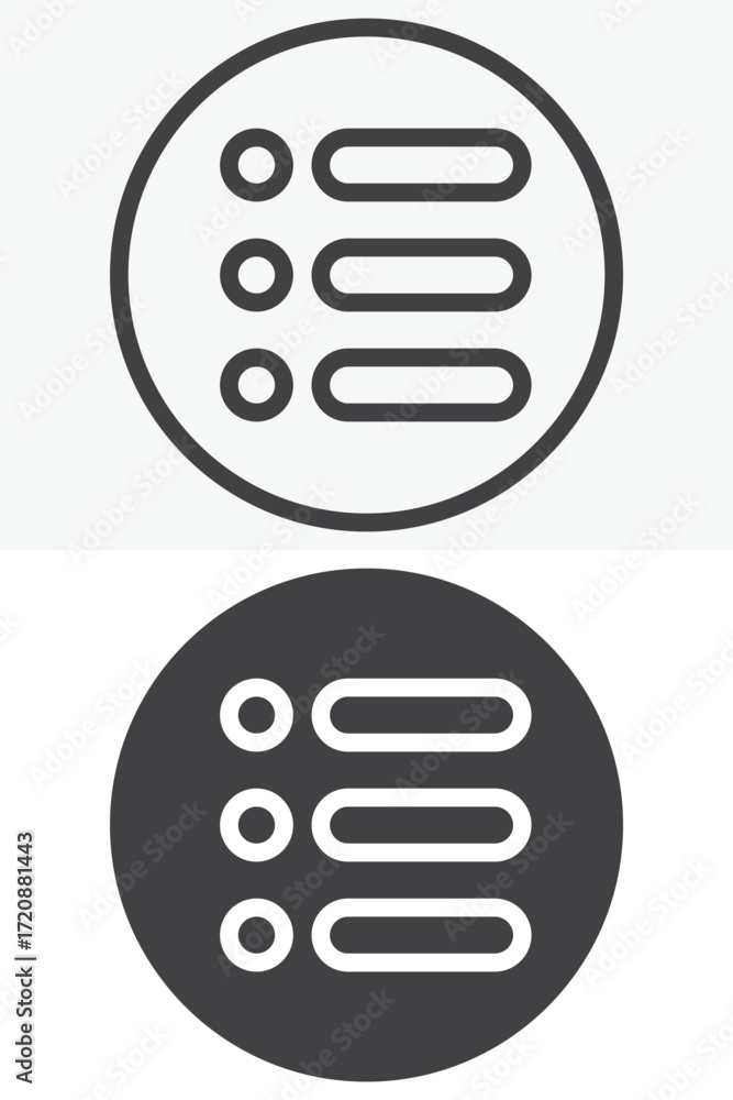 Poster menu button vector icon set in line and solid style