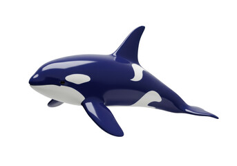 Isolated killer whale or orca illustration facing left, marine predator in blue and white
