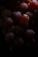 Fresh red grapes close up, organic fruit, juicy healthy food