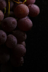 Fresh red grapes close up, organic fruit, juicy healthy food