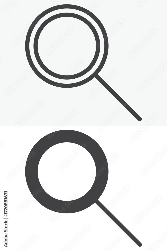 Poster search button vector icon set in line and solid style