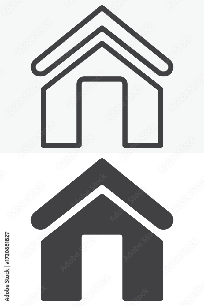Poster home button vector icon set in line and solid style